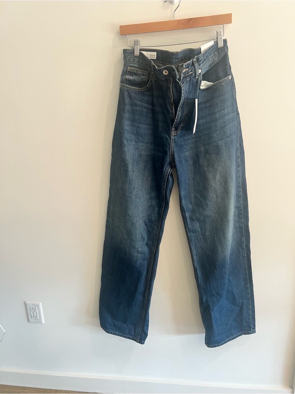 NWT Zara High Rise Full Length Wide Leg Jeans Size 6 | Dark Wash Denim